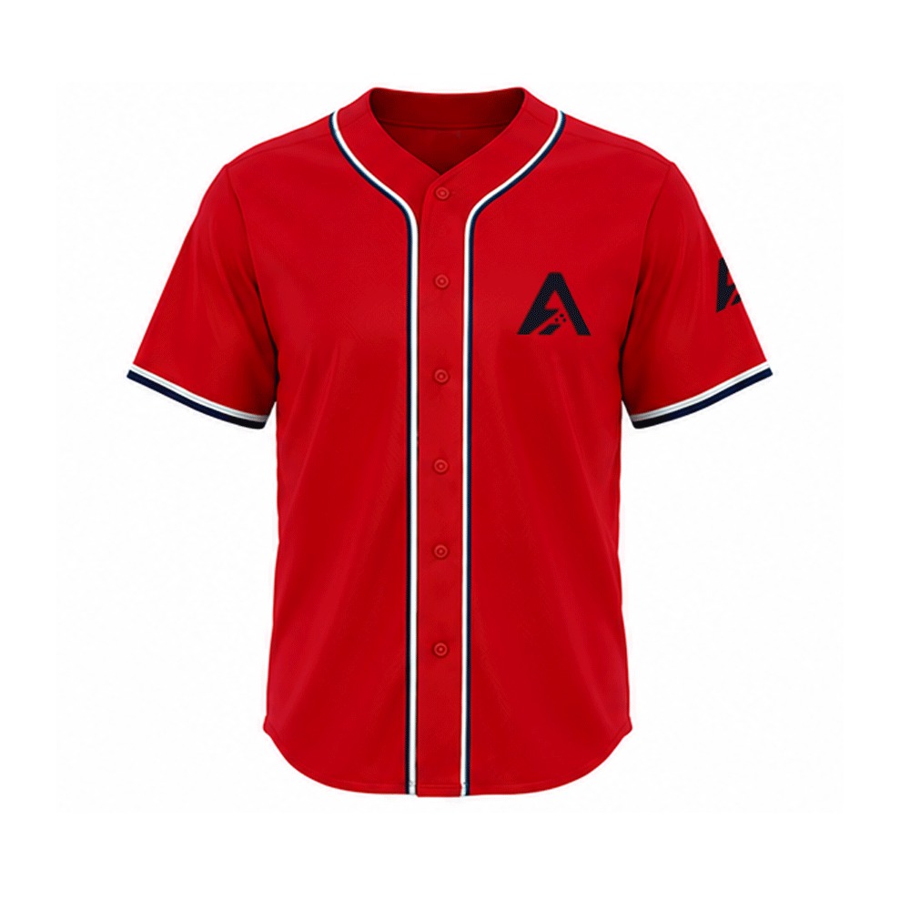 Full Button Custom Baseball Jersey – Red Teamwear