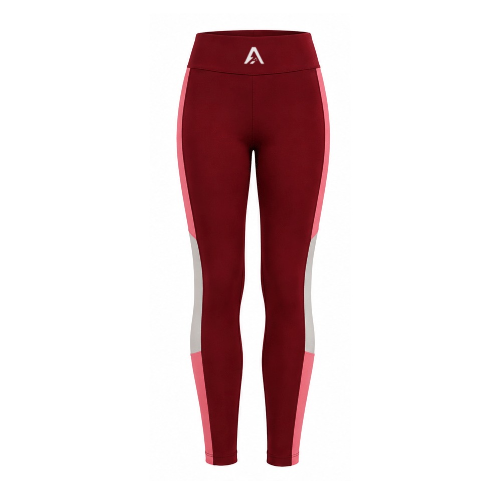 Women’s Sports Leggings – Custom & Private Label Activewear — Burgundy — Front