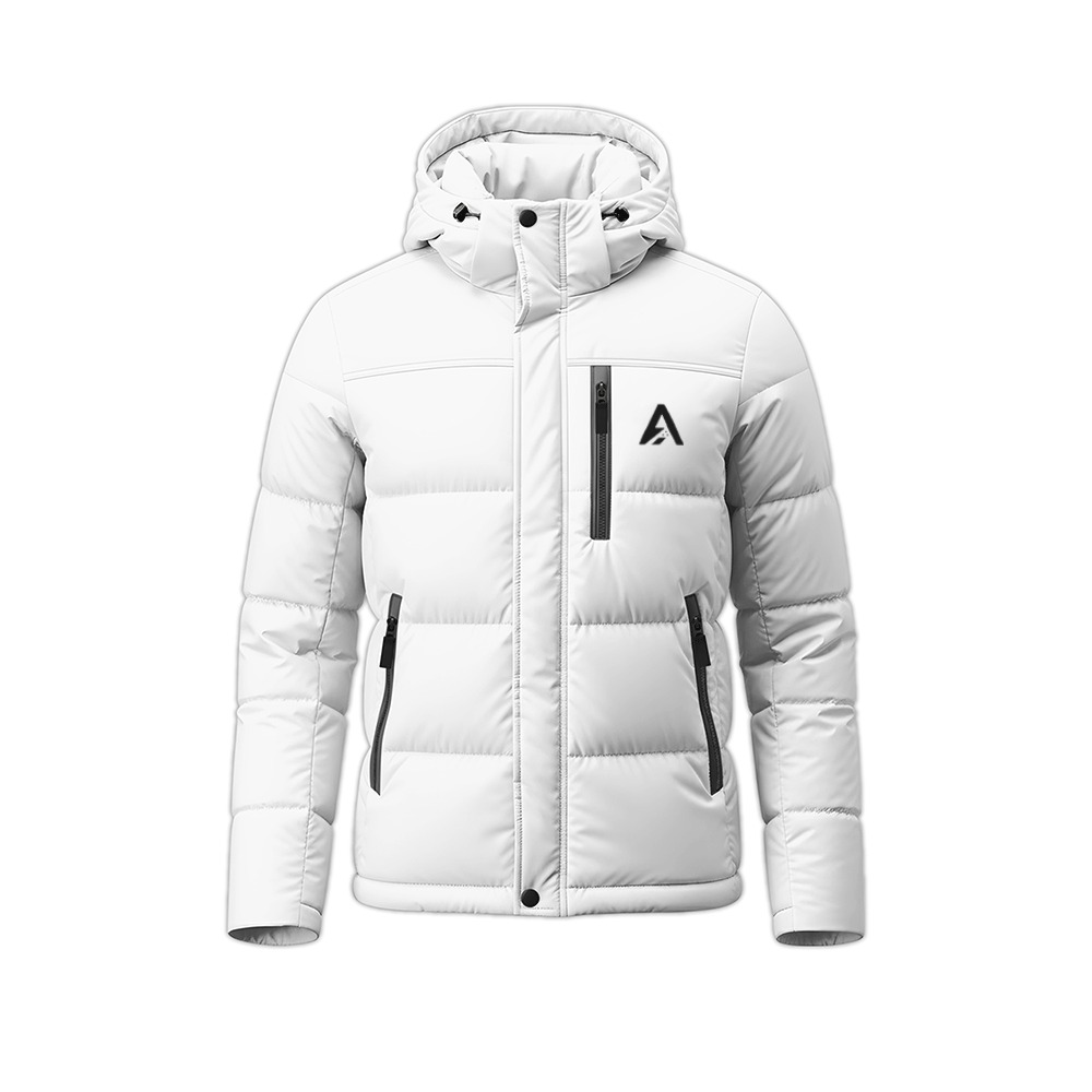 Custom Hooded Puffer Jackets — Black — Front