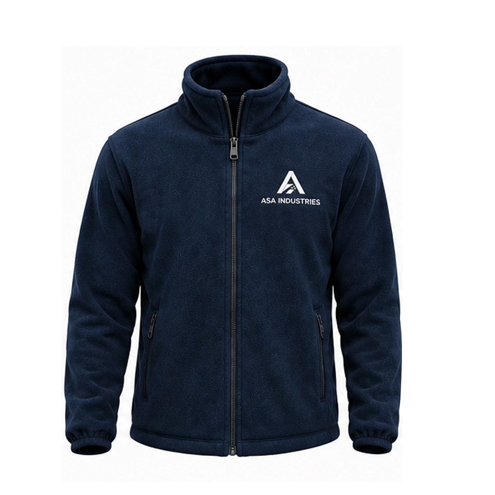 Custom Full-Zip Fleece Outerwear Jacket — Navy — Front