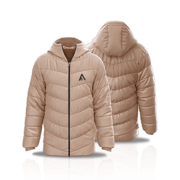 ASA Custom Long Hooded Puffer Jacket — Black — Front