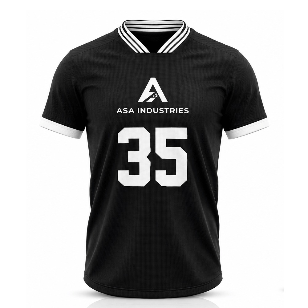 ASA Custom Black Soccer Uniform Set — Black — Front