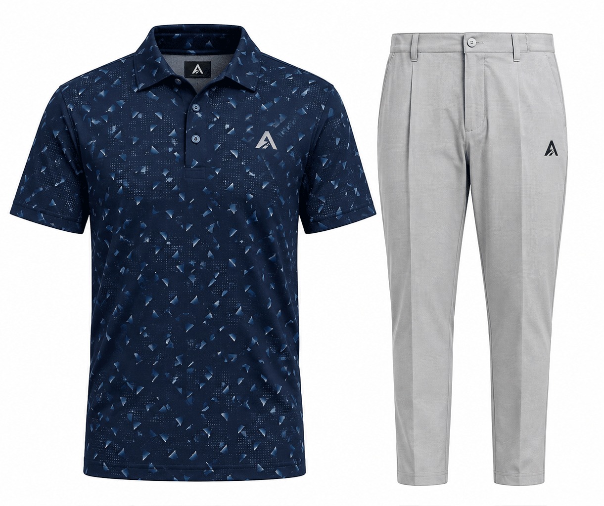 ASA Custom Golf Polo & Trouser Set — Navy / Light Gray — Front